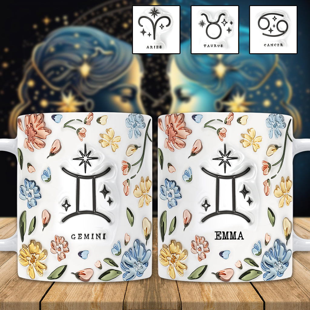 Floral Zodiac Sign - Personalized Horoscope Mug