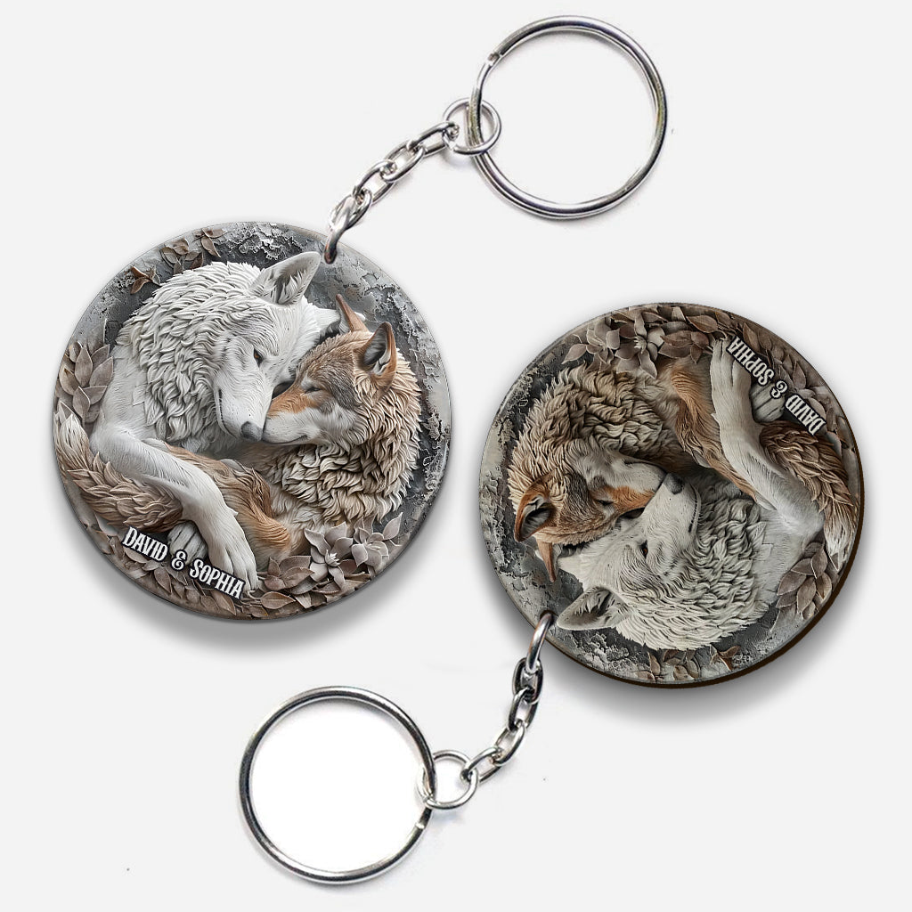 Wolf Couple - Personalized Wolf Keychain