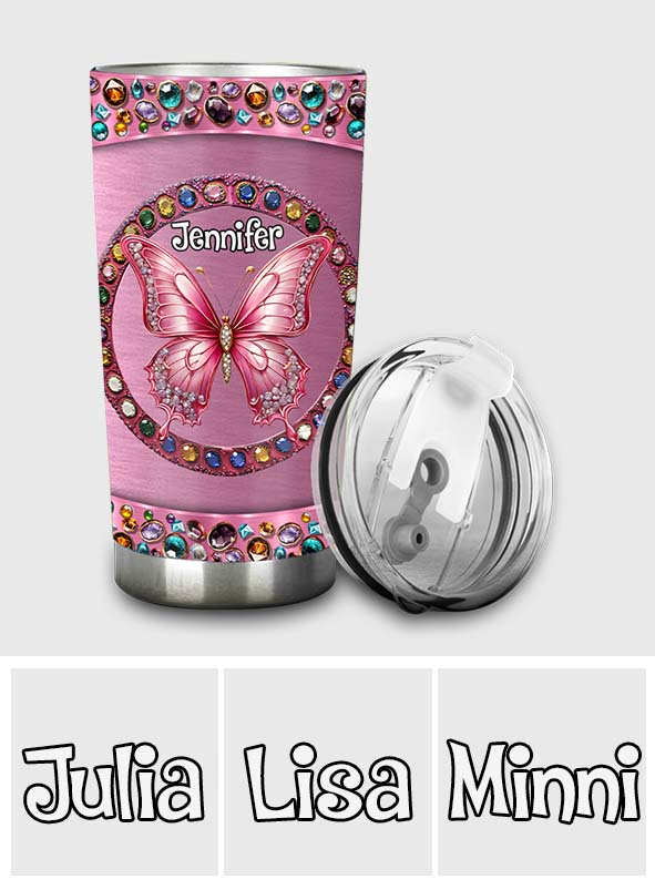 Beautiful Pink - Personalized Butterfly Tumbler