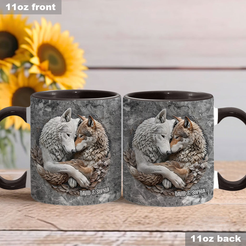 Wolfspaar – Personalisierte Tasse mit Wolfsmotiv