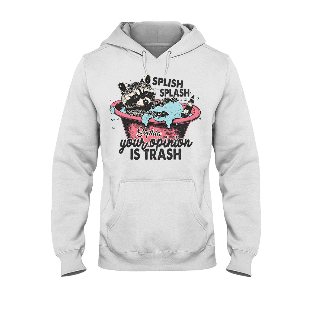 Splash Splash Deine Meinung ist Müll - Personalisiertes Waschbär-T-Shirt und Hoodie
