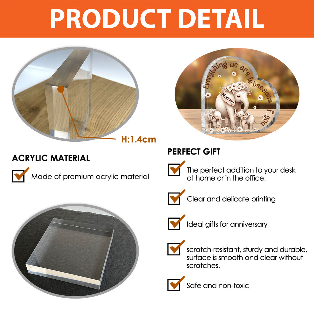 Cute Elephant - Personalized Grandma Custom Shaped Acrylic Plaque