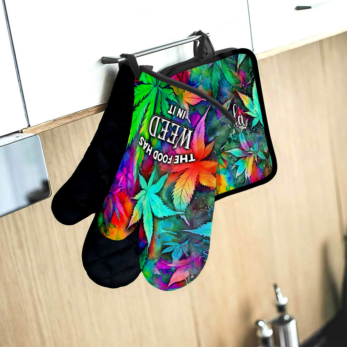 The Food Has Weed In It - Personalized Weed Apron, Oven Mitts & Pot Holder