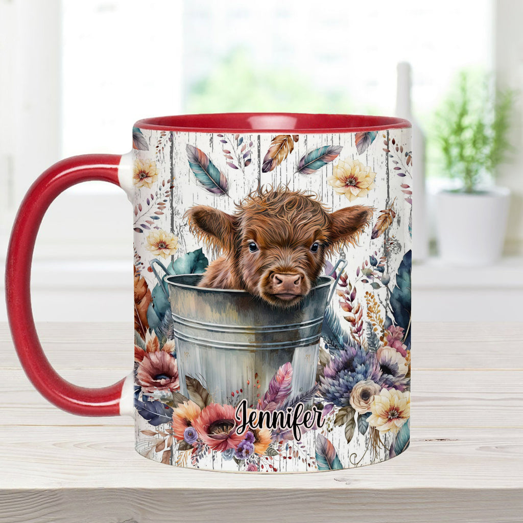 Baby Highland Cow Western Style - Personalized Accent Mug
