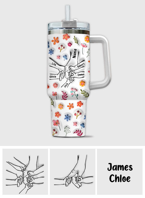 You Hold Our Hand - Personalized Mother Tumbler With Handle