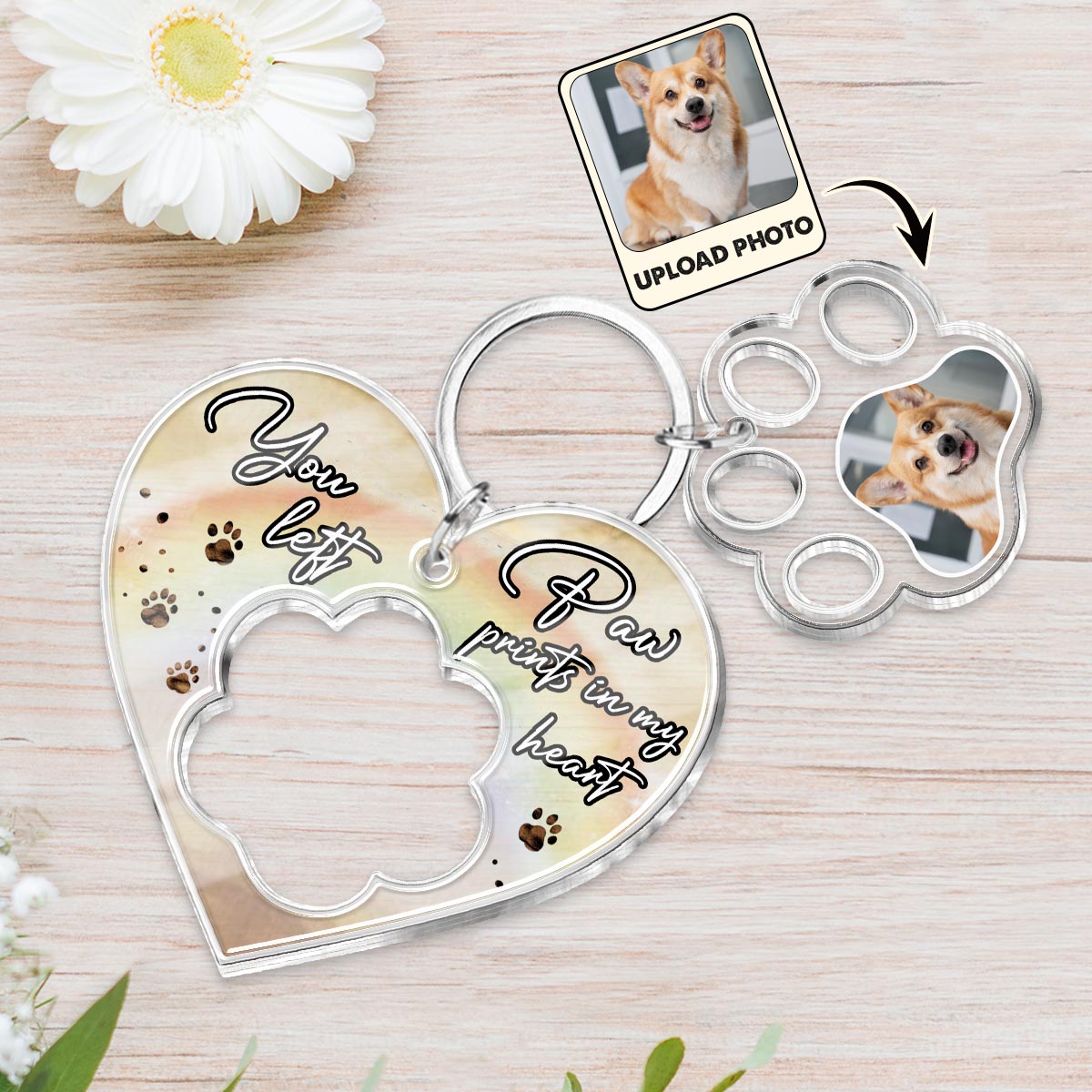 You Left Paw Prints In My Heart - Personalized Dog Keychain with Charms