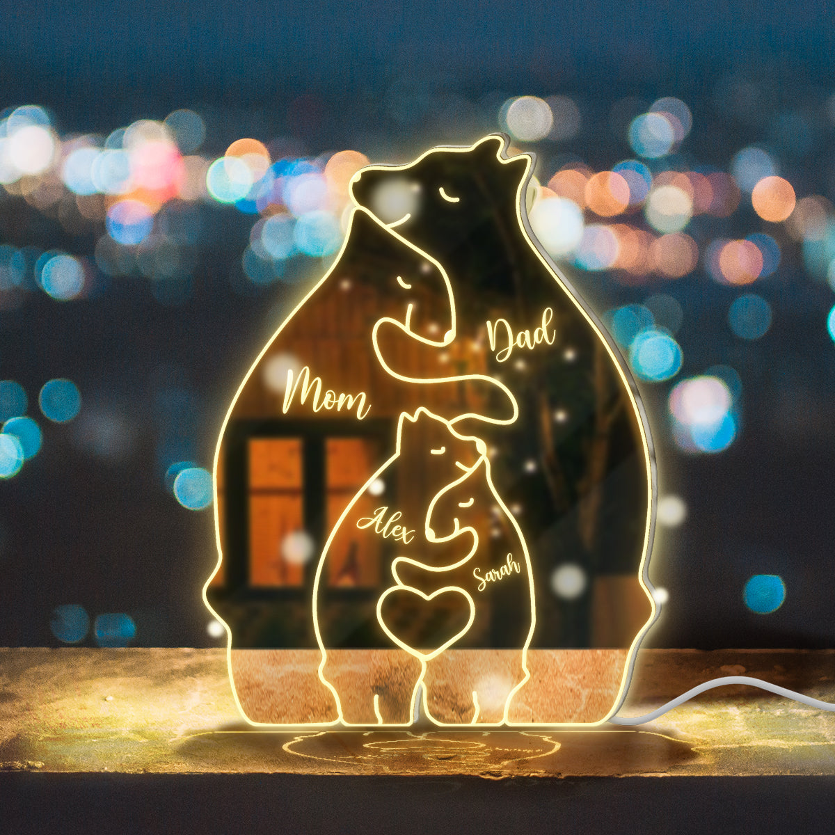 Bear Family - Personalized Family Mirror Light