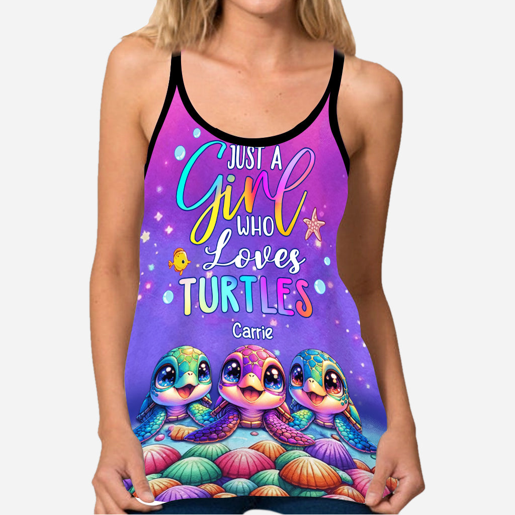 Just A Girl Who Loves Turtles - Personalized Turtle Cross Tank Top
