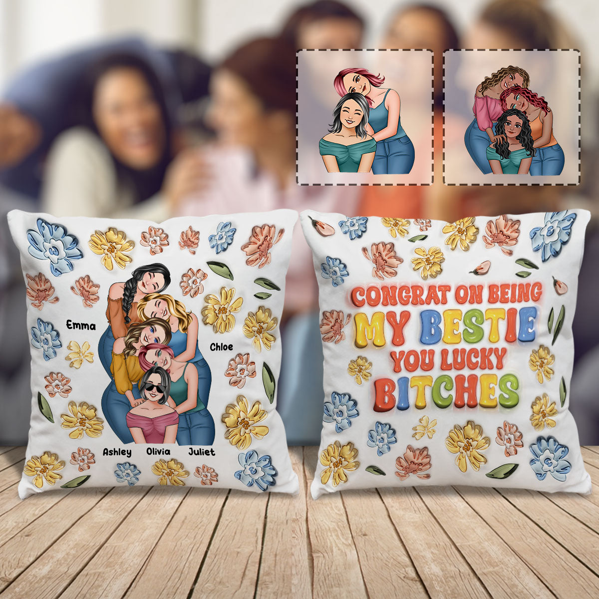 Congrat On Being My Bestie - Personalized Bestie Throw Pillow