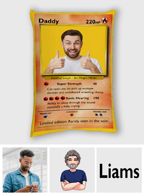 Poke Dad Best Dad Ever - Personalisiertes Kissen in Form eines Monster Trainers