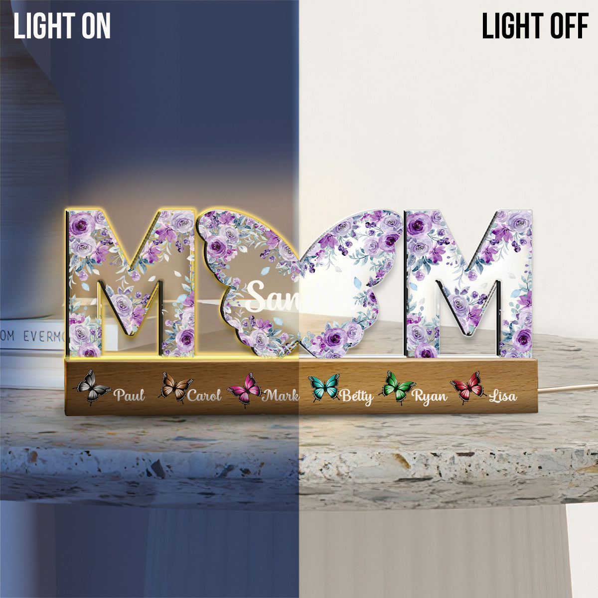 Butterfly Mother - Personalized Mother Custom LED Night Light