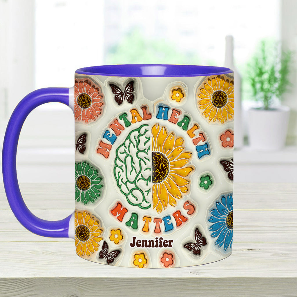 Mental Health Matters - Personalized Mental Health Awareness Accent Mug