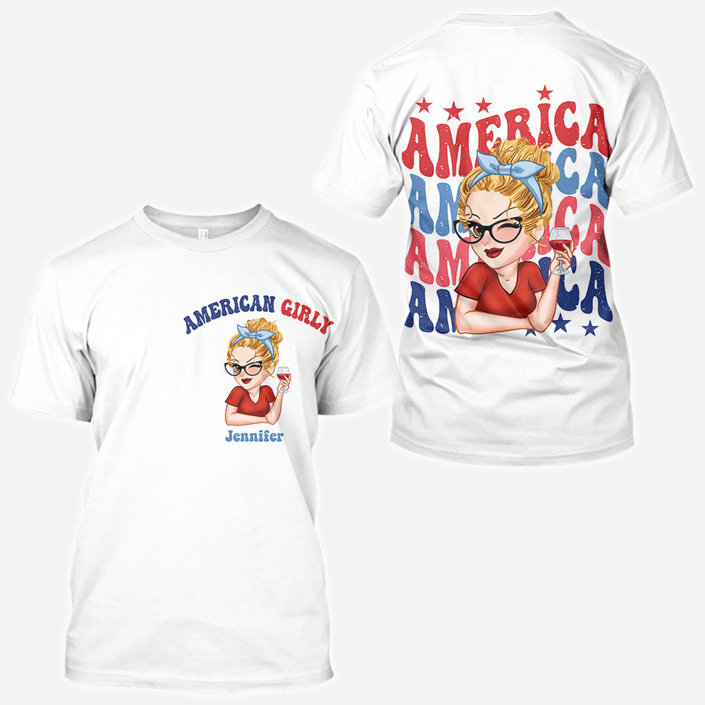 American Girly - Personalized Independence Day/ 4th of July All Over Shirt