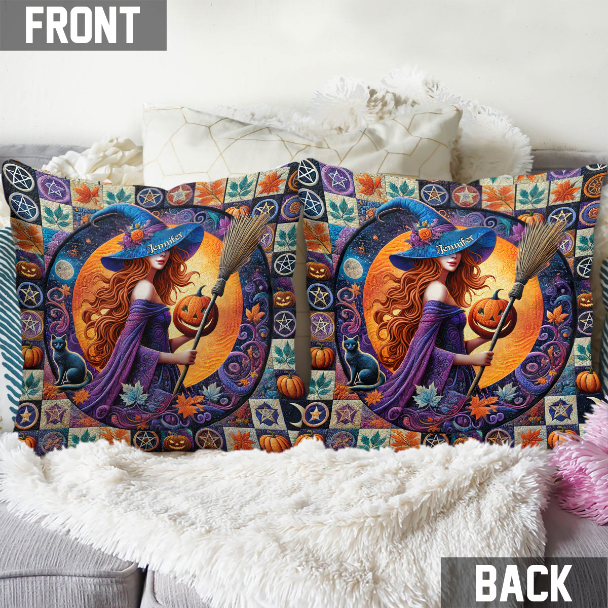 Beautiful Witch - Personalized Witch Throw Pillow