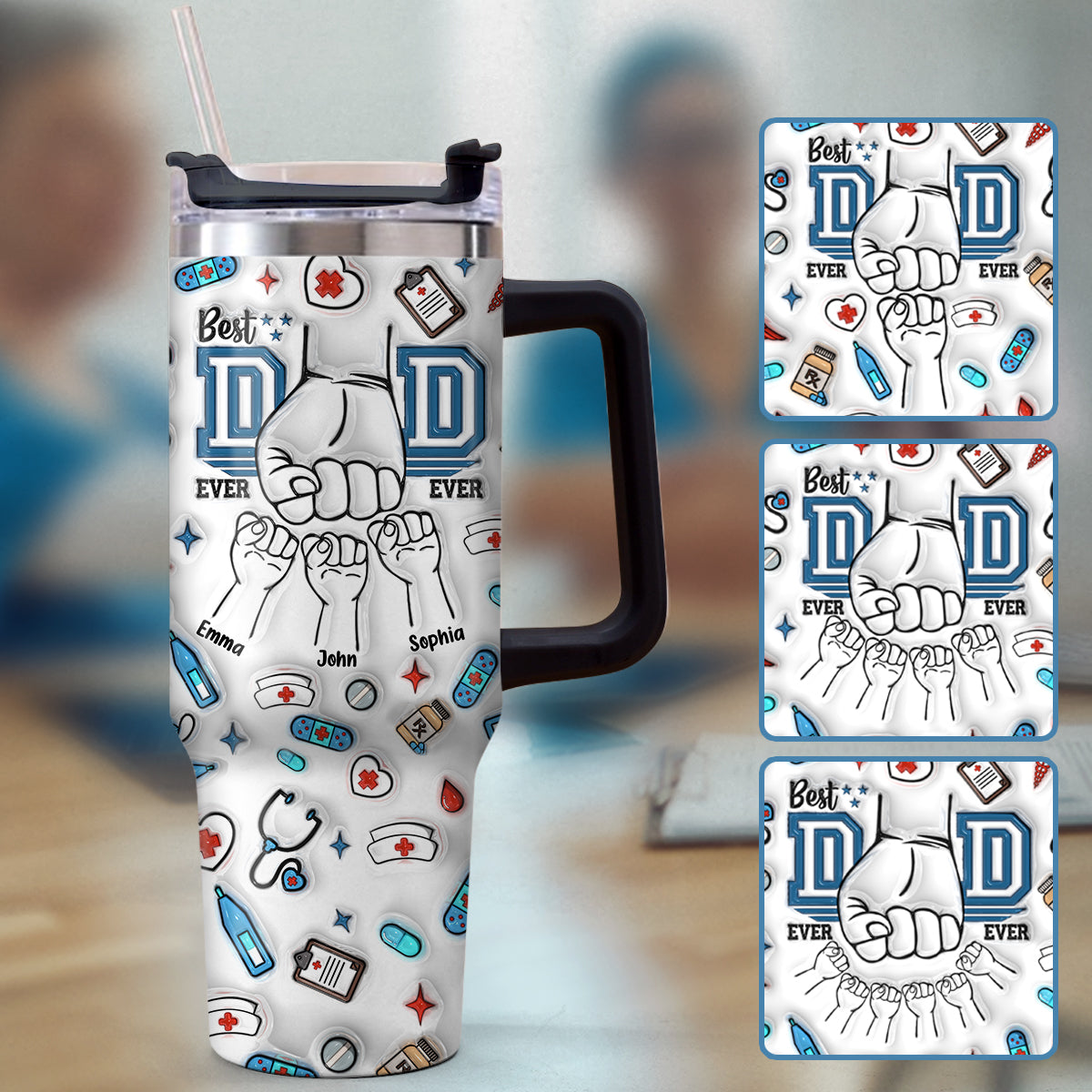 Best Dad Ever - Personalized Father Tumbler With Handle