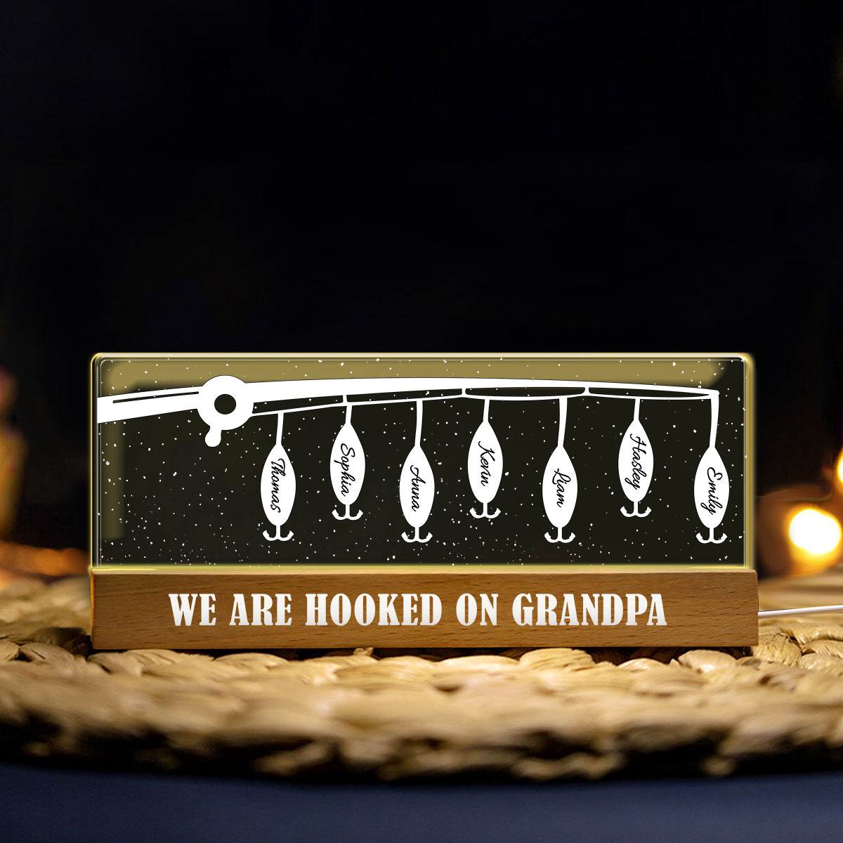 Hooked On Dad - Personalized Father Custom LED Night Light