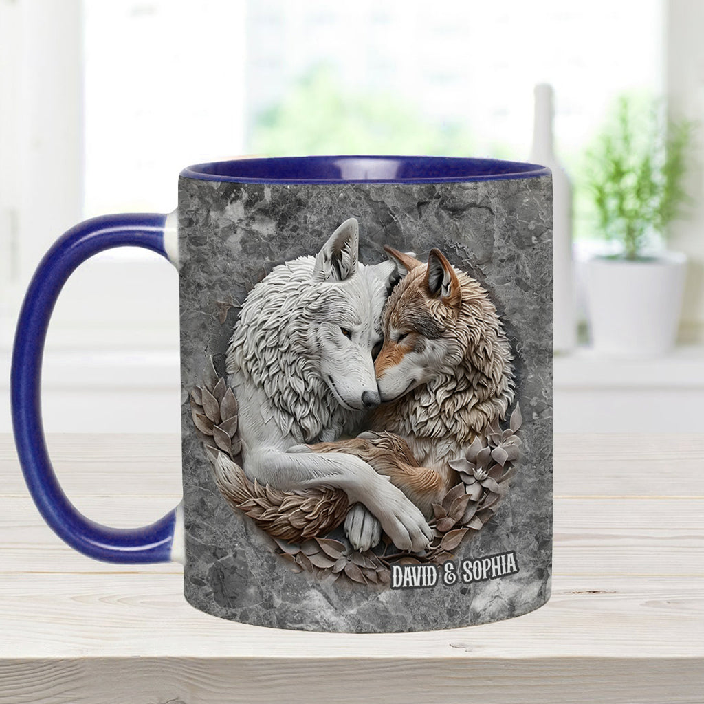 Wolfspaar – Personalisierte Tasse mit Wolfsmotiv