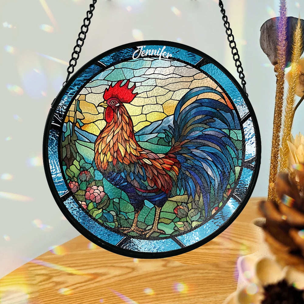Love Chicken - Personalized Chicken Stained Glass Suncatcher