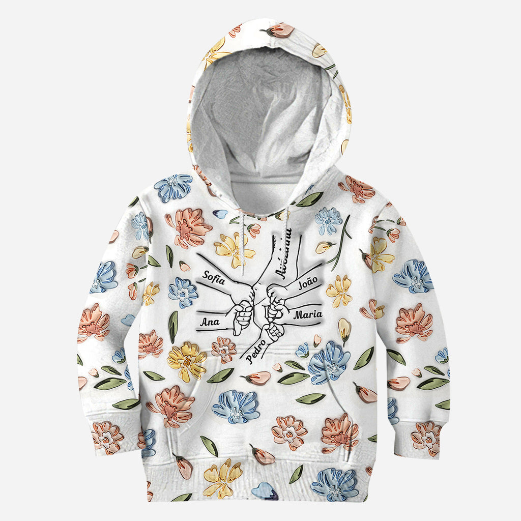 Mom's Love Hands Holding Pastel Floral - Personalized Mother All Over Shirt