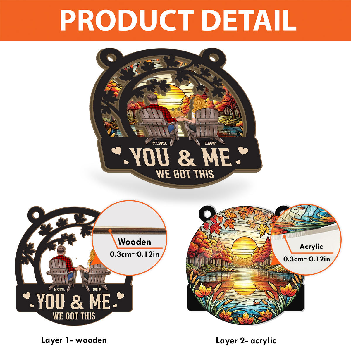 We Got This Autumn Fall For You - Personalized Couple 2 Layered Window Hanging Suncatcher