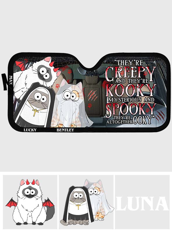They're Creepy and They're Kooky - Personalized Cat Car Sunshade