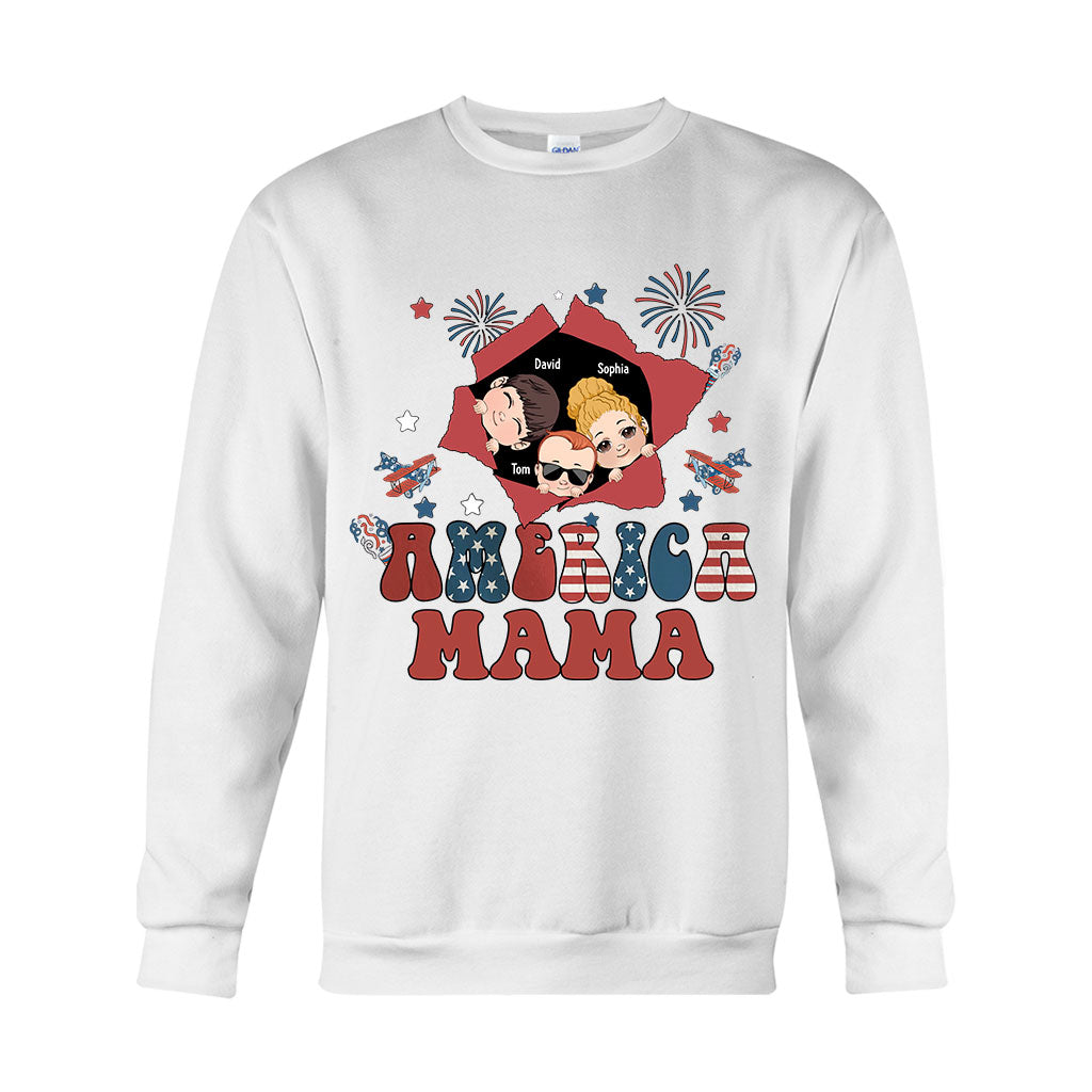 American Mama Any Title Vintage Retro Style - Personalized Mother T-shirt And Hoodie