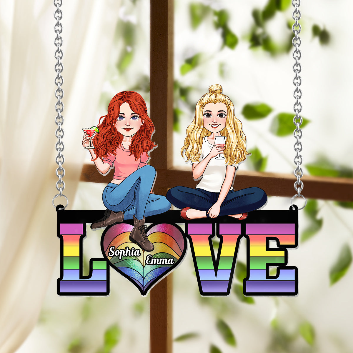 Love - Personalized LGBT Support Window Hanging Suncatcher Ornament