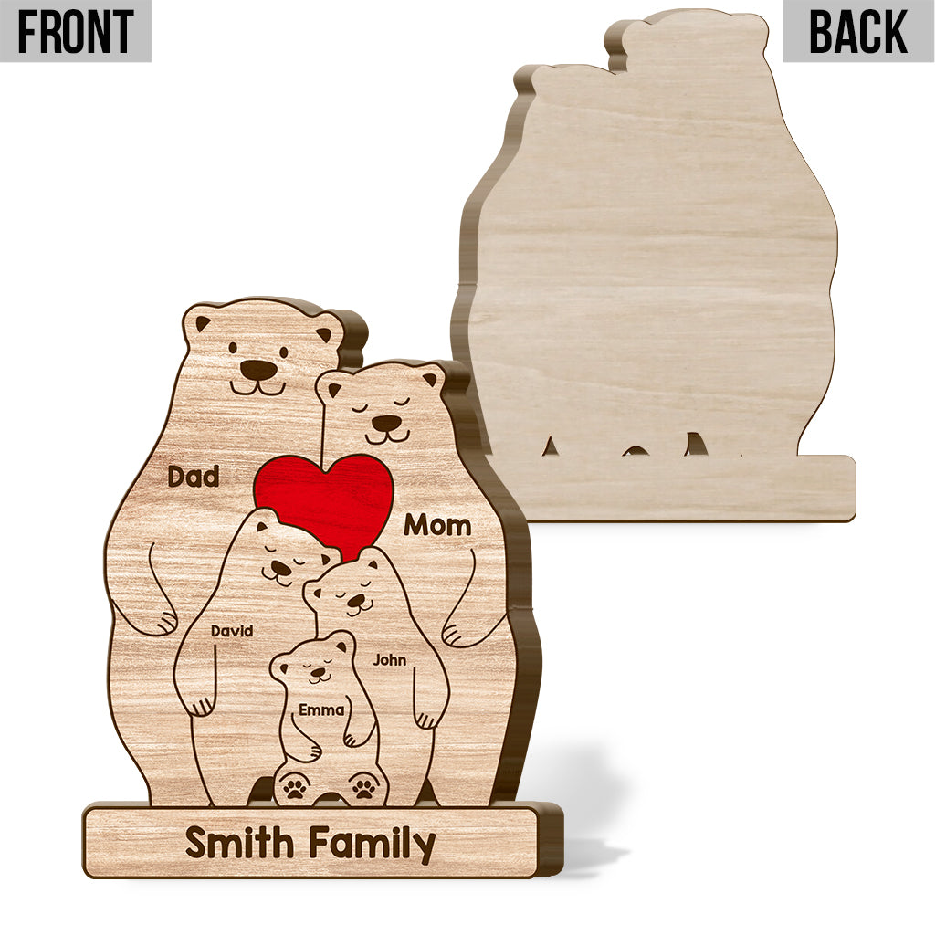 Bear Family - Personalized Family Shaped Wooden Puzzle