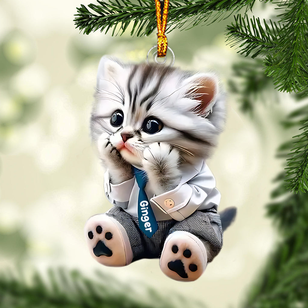 Cute Cat - Personalized Cat Custom Shaped Ornament