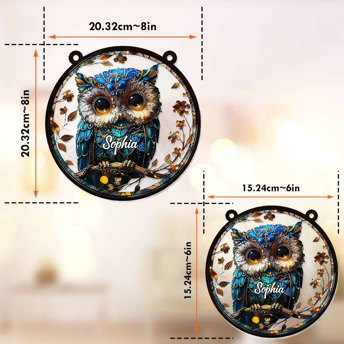 Charming Owl - Personalized Owl Window Hanging Suncatcher Ornament