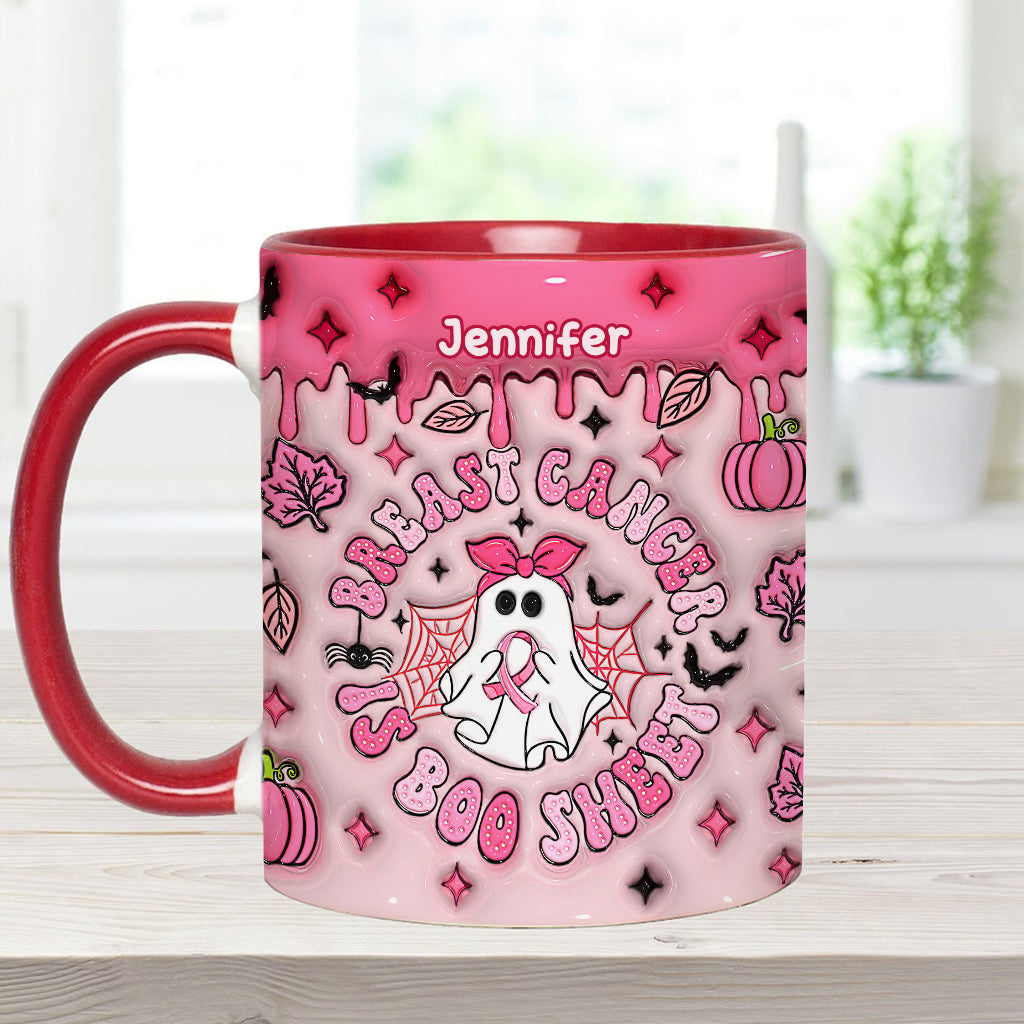 Breast Cancer Is Boo Sheet - Personalized Breast Cancer Awareness Accent Mug