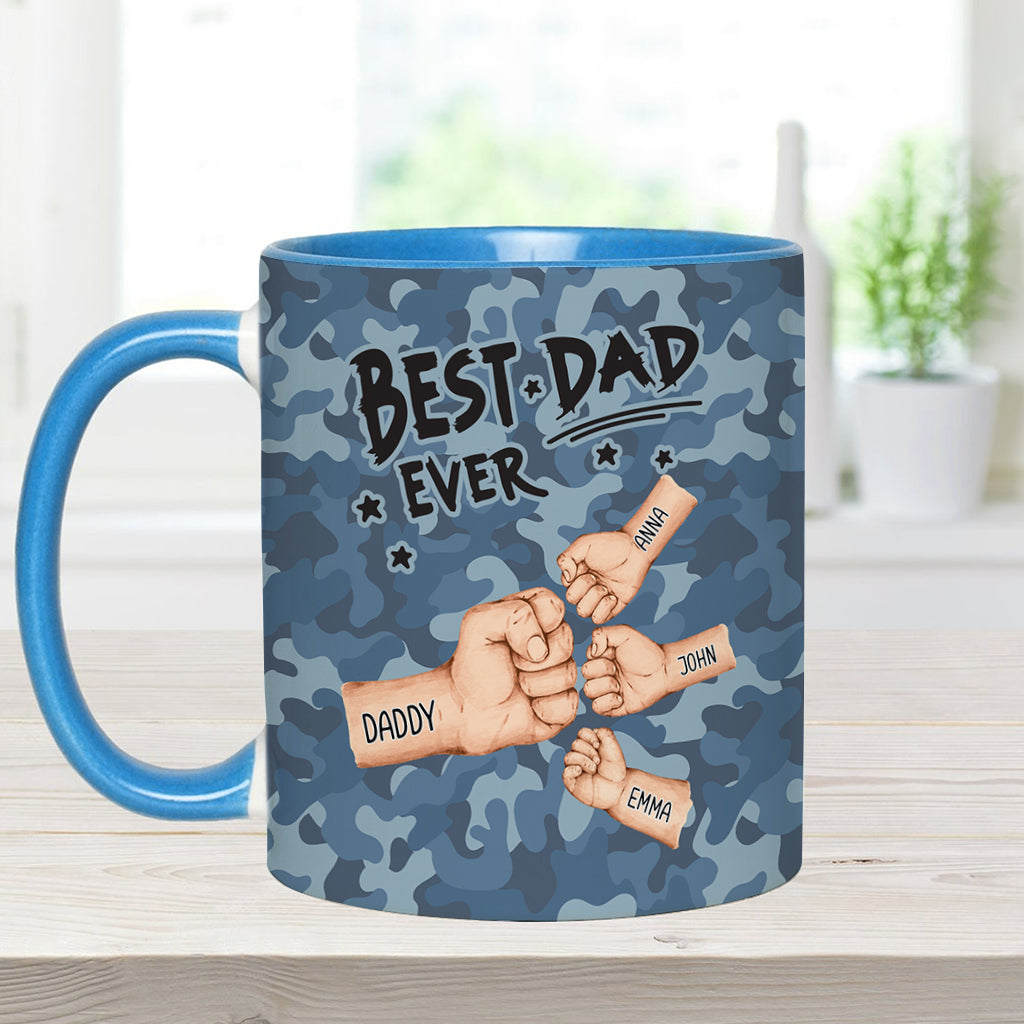 Best Dad Ever Camo Pattern Fist Bump - Personalized Father Accent Mug