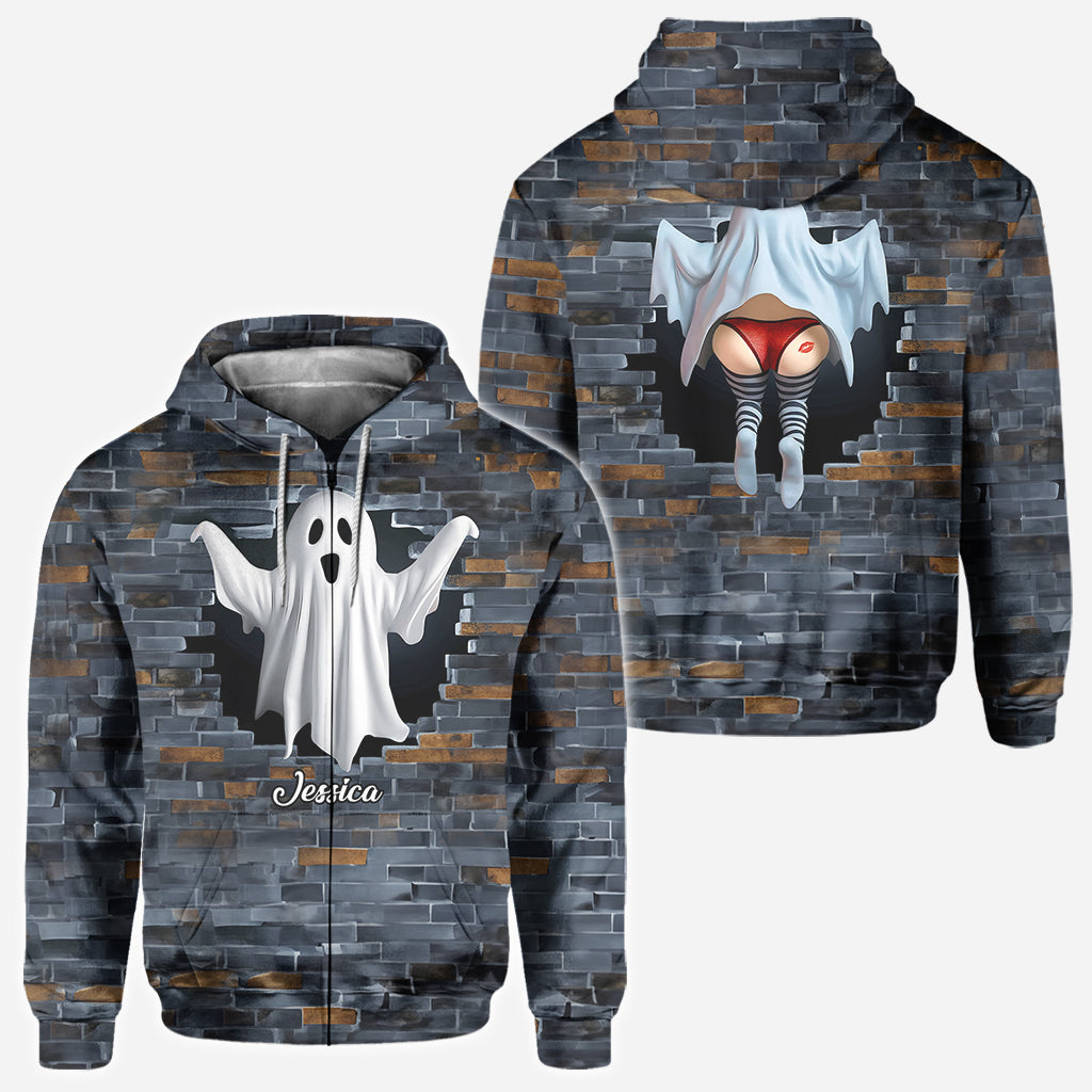 Funny Ghost Couple - Personalized Couple All Over Shirt