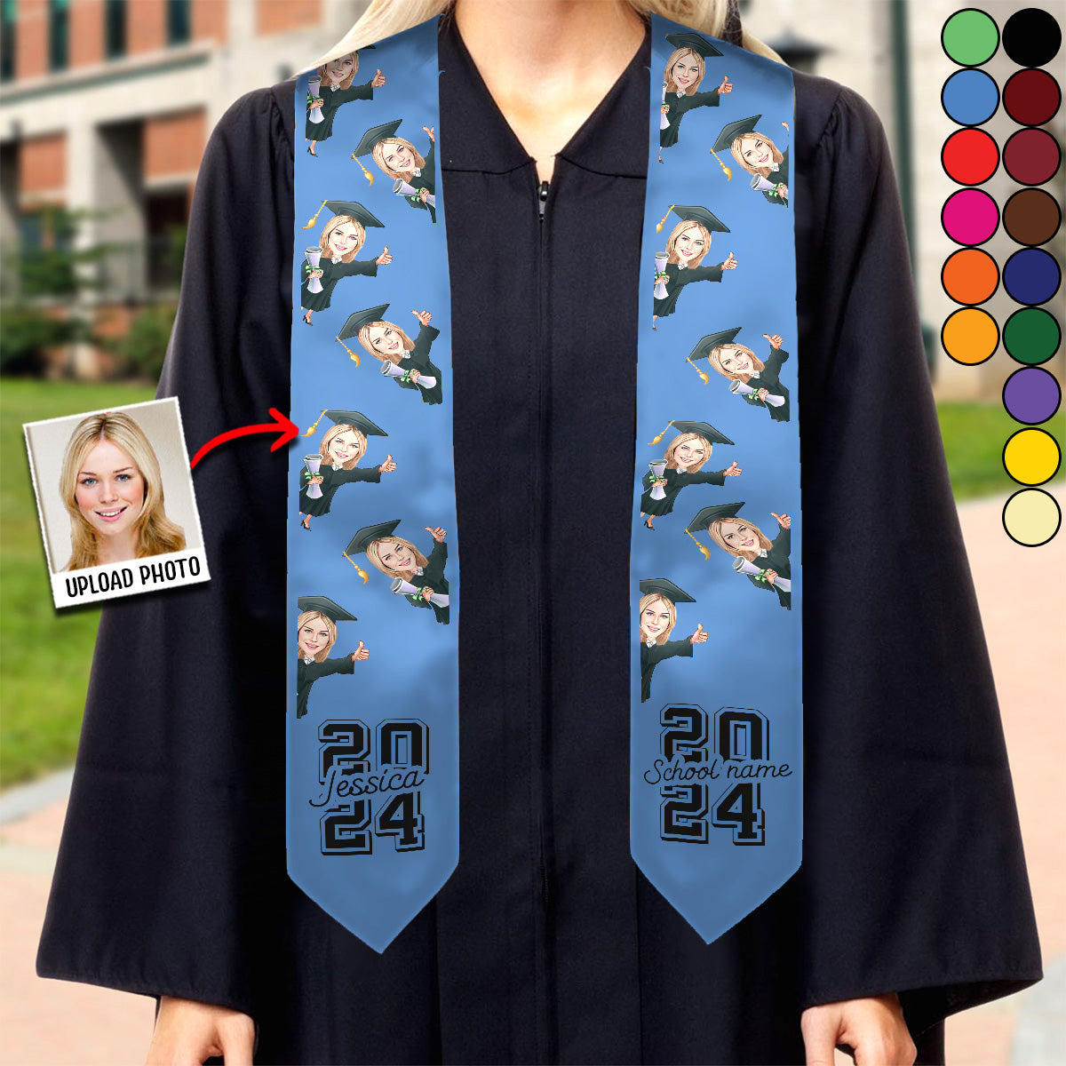 Caricature Funny Character - Personalized Graduation Graduation Stole