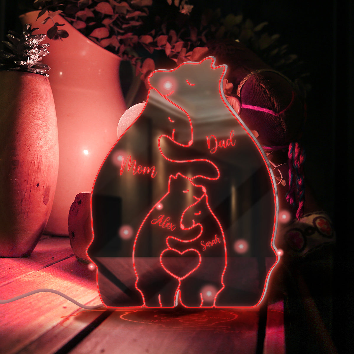 Bear Family - Personalized Family Mirror Light