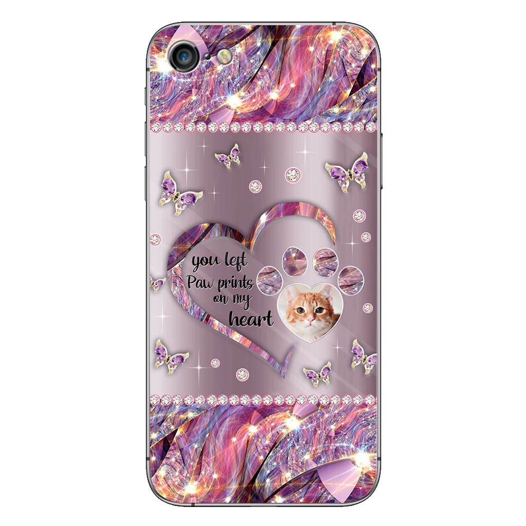 You Left Paw Prints In My Heart - Personalized Dog Phone Case