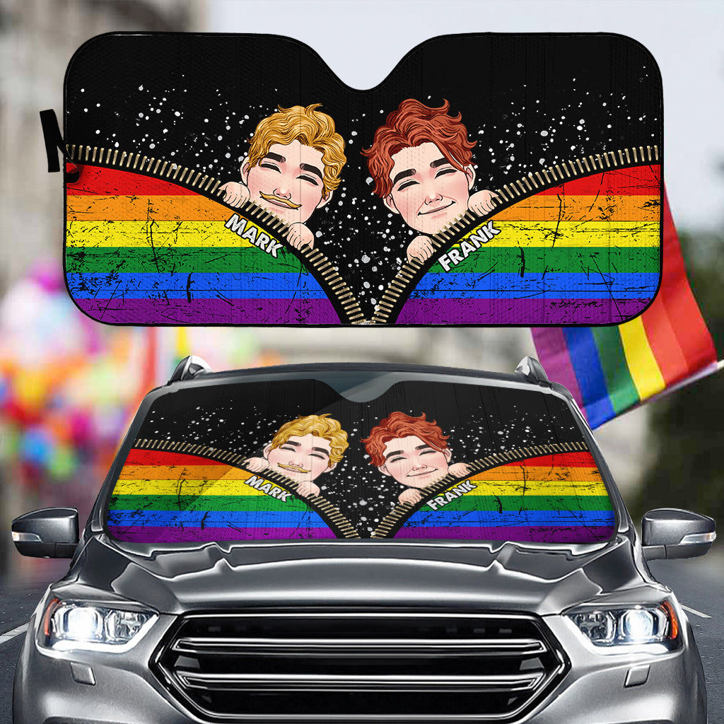 Lustiges Pärchenstolz – Personalisierter Sonnenschutz für das Auto zur Unterstützung der LGBTQ+-Community