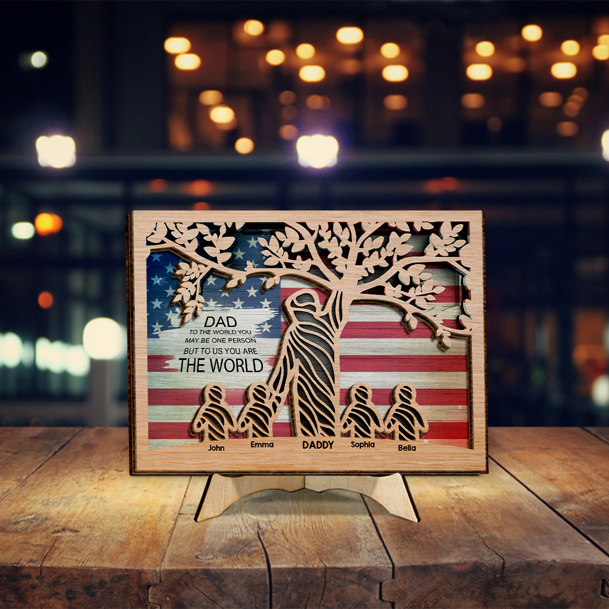 To Us You Are The World - Personalized Father 2 Layered Wood Sign / Wood Plaque