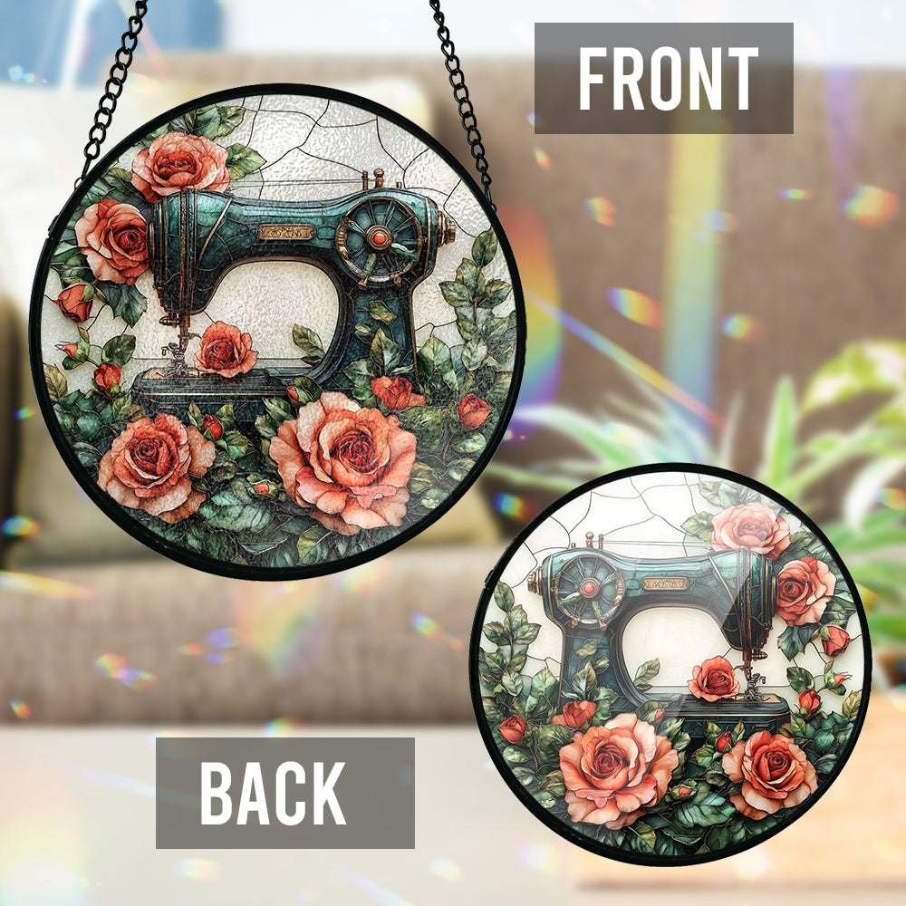 Beautiful Sewing Machine - Personalized Sewing Stained Glass Suncatcher