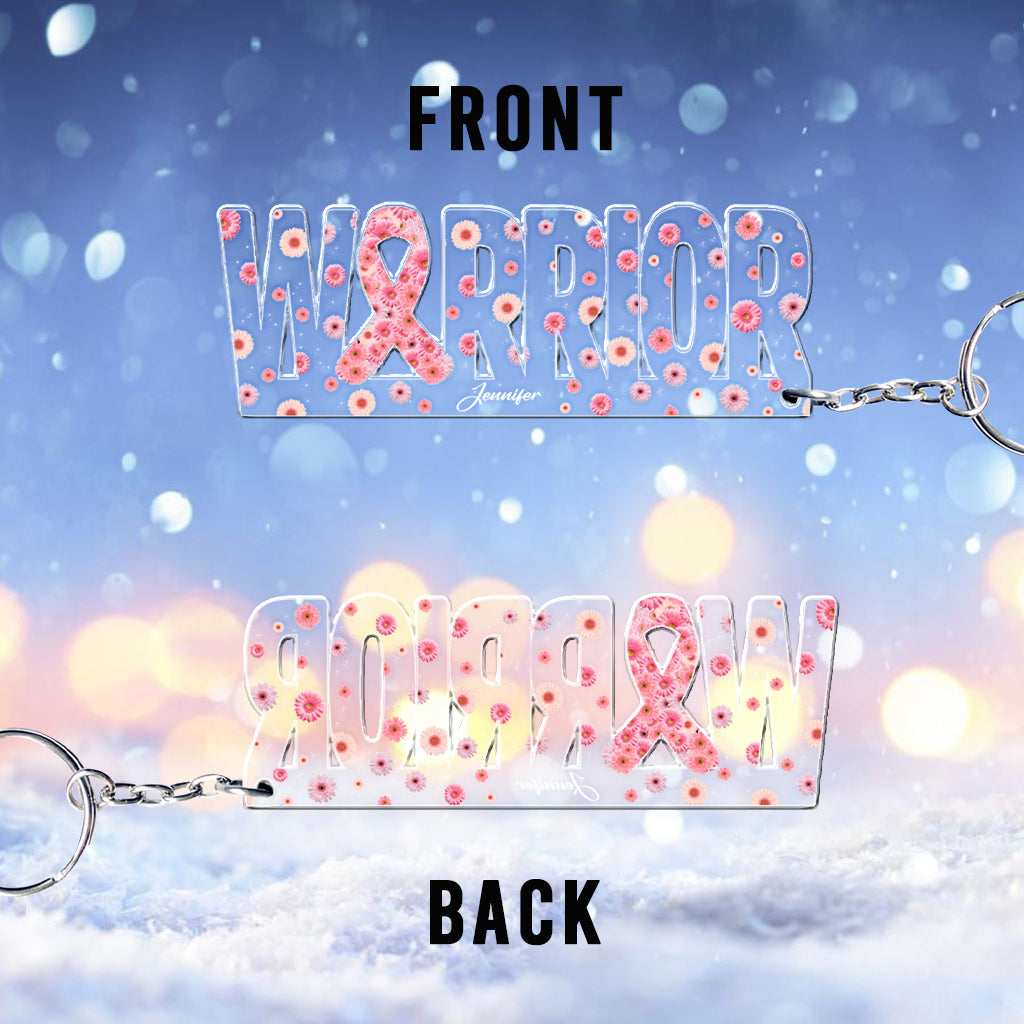 Breast Cancer Warrior - Personalized Breast Cancer Awareness Custom Shaped Keychain
