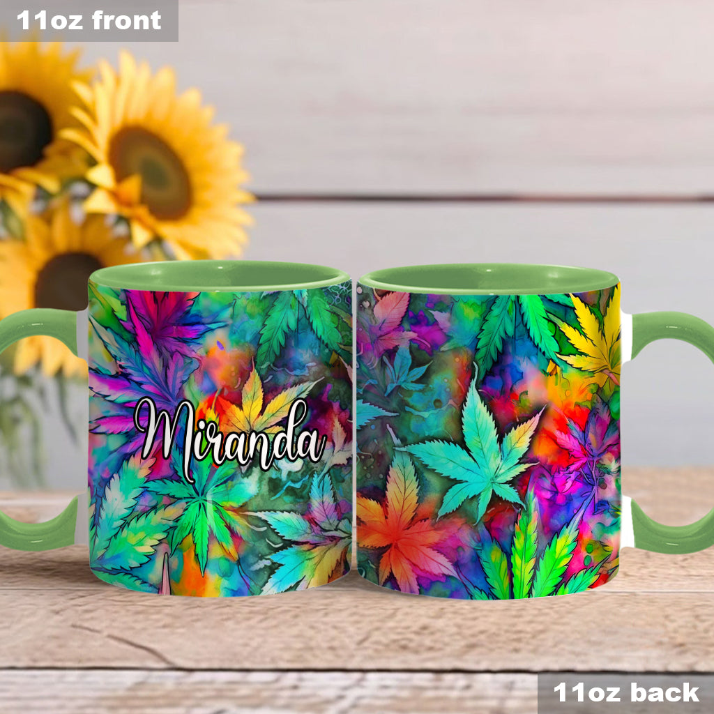 Psychedelic Marijuana Leaf - Personalized Weed Accent Mug