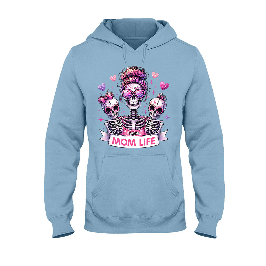 Mama-Leben – Personalisiertes Totenkopf-T-Shirt und Hoodie