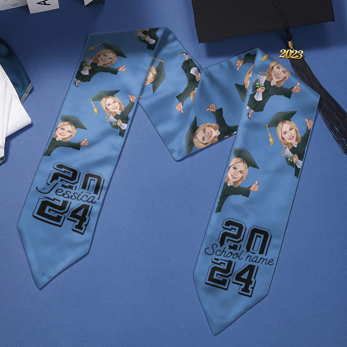 Caricature Funny Character - Personalized Graduation Graduation Stole