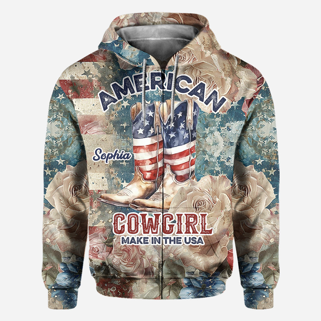 T-shirt personnalisé « Cowgirl américaine » - T-shirt intégral « Country Girl »