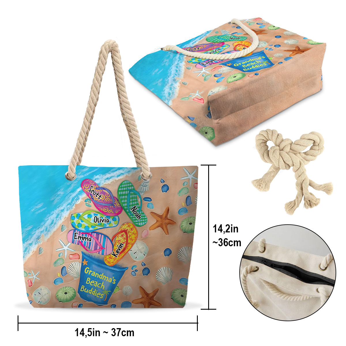 Grandma's Beach Buddies - Personalized Grandma Beach Bag