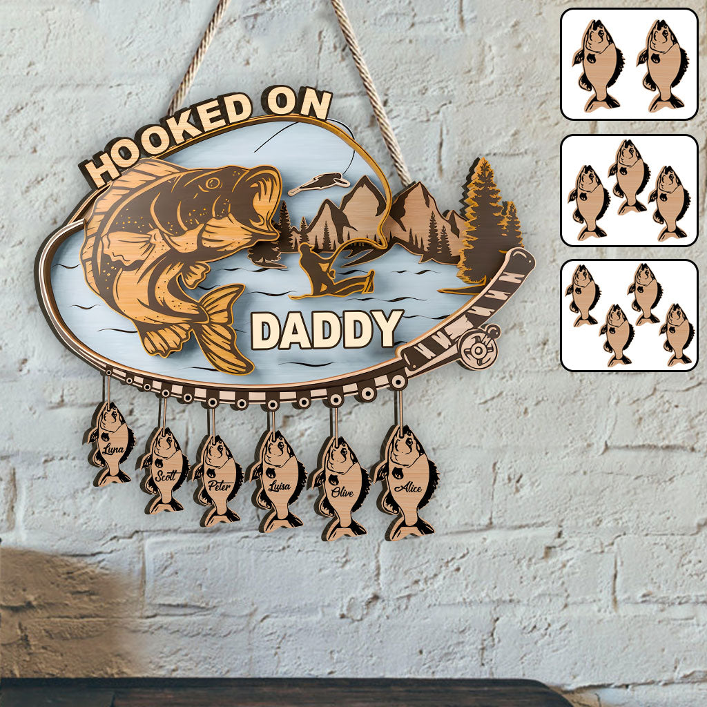 Hooked On Daddy - Personalized Father Pallet Wood Sign
