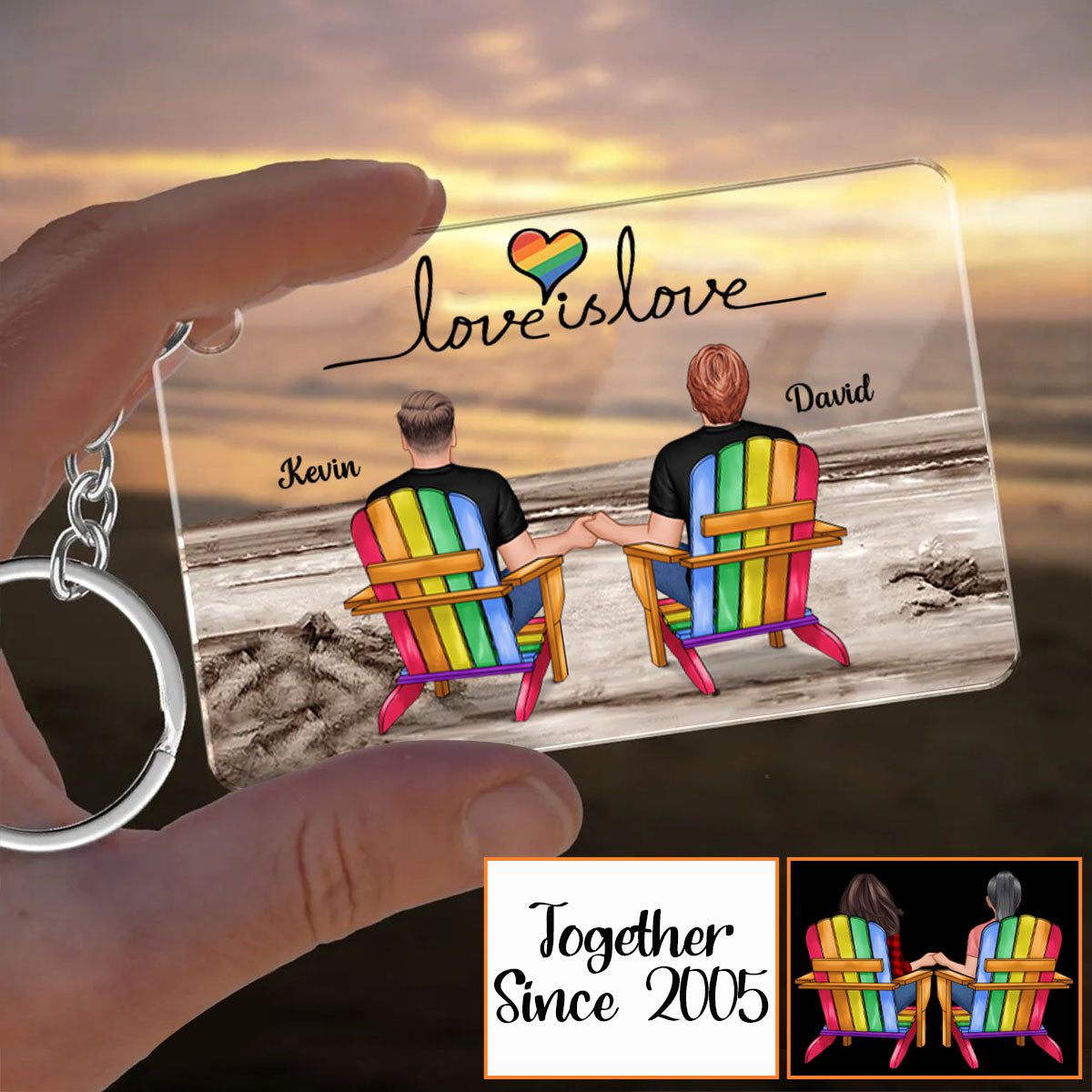 Love Is Love - Personalized LGBT Support Keychain