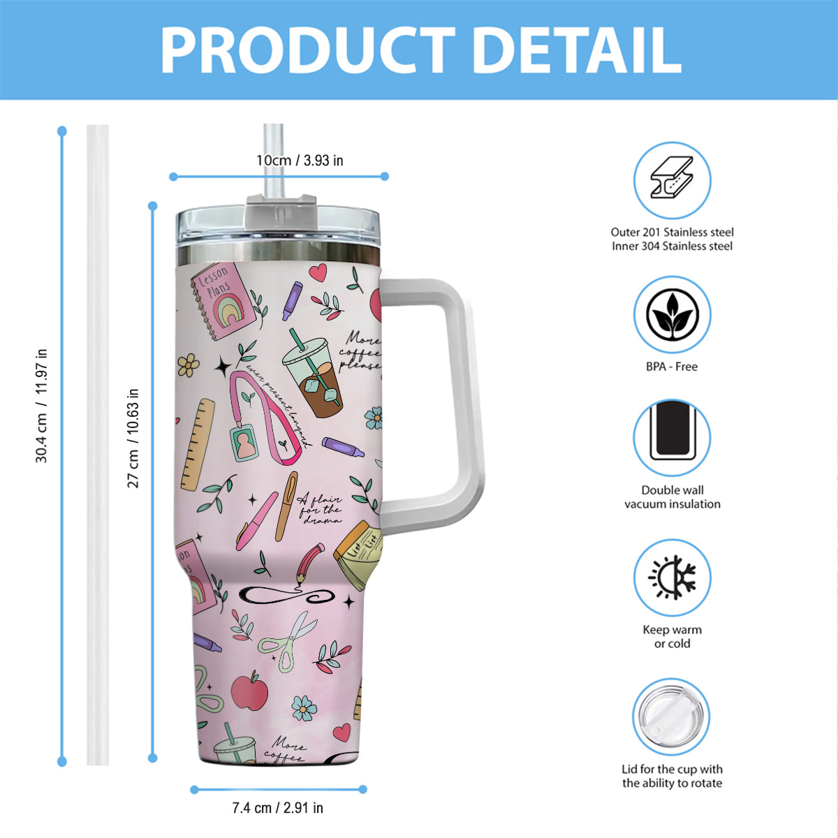 Teacher Stuff - Personalized Teacher Tumbler With Handle
