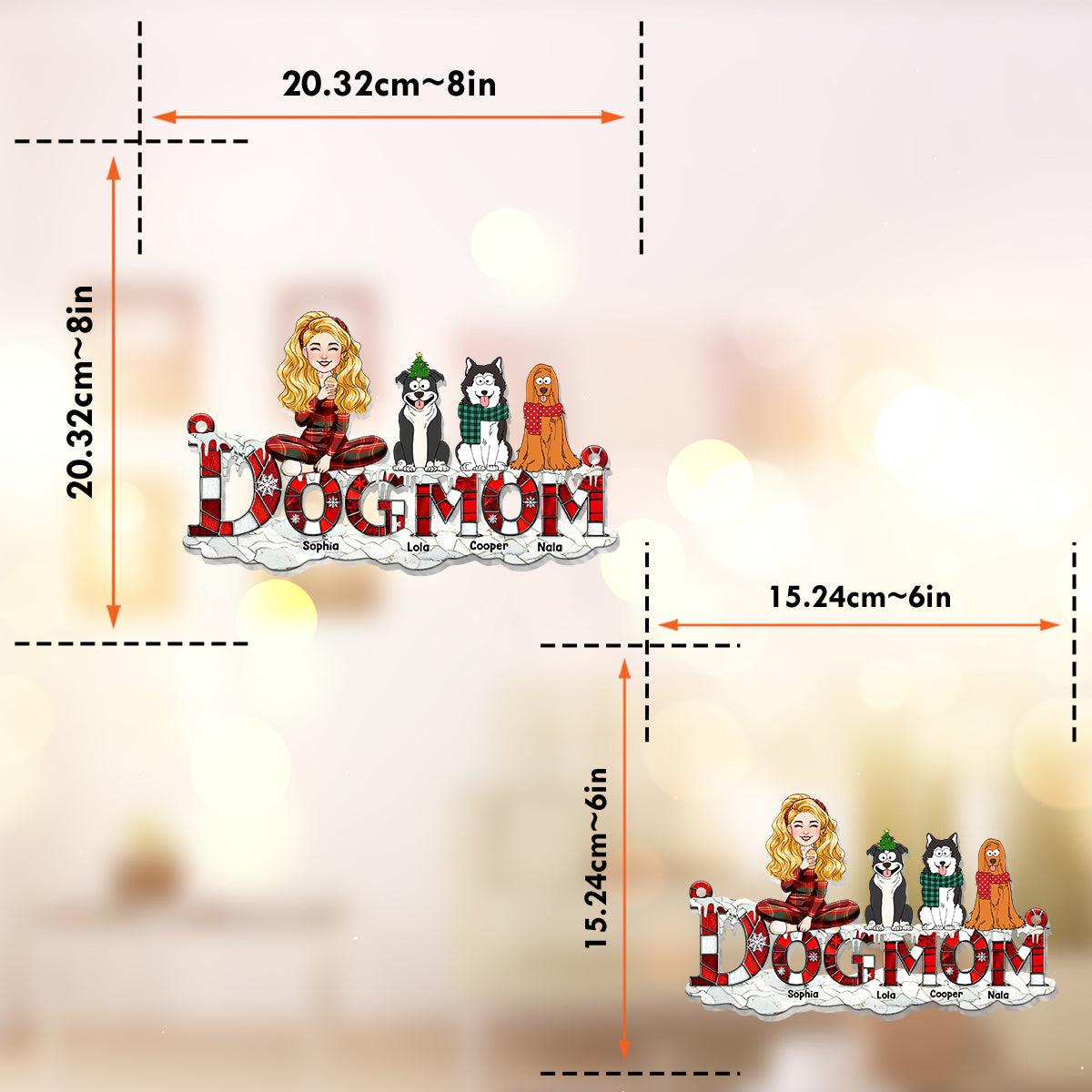 Noël pour maman de chien - Décoration attrape-soleil personnalisée à suspendre à la fenêtre - Décoration de Noël pour maman de chien 