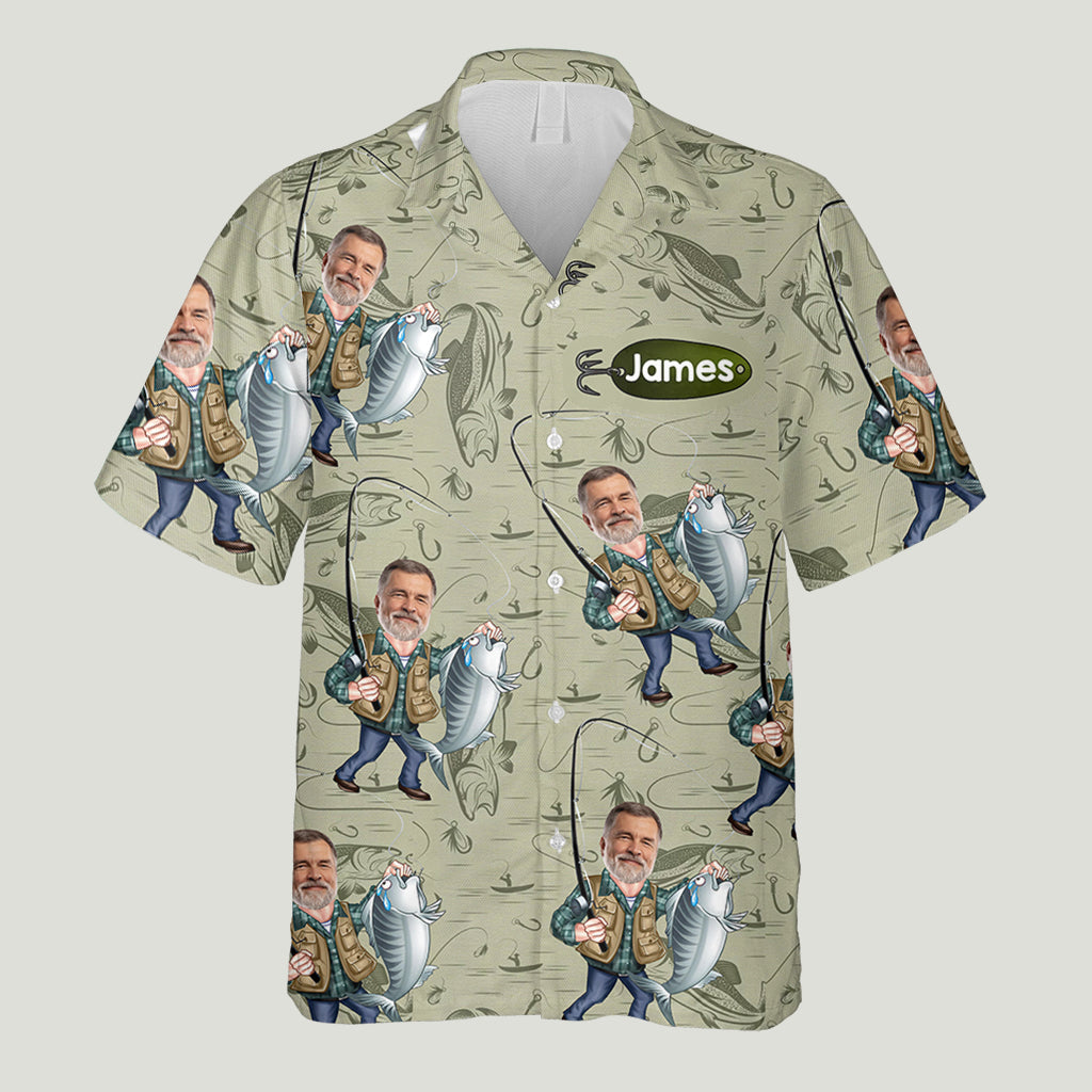 Funny Caricature Face - Personalized Fishing Hawaiian Shirt